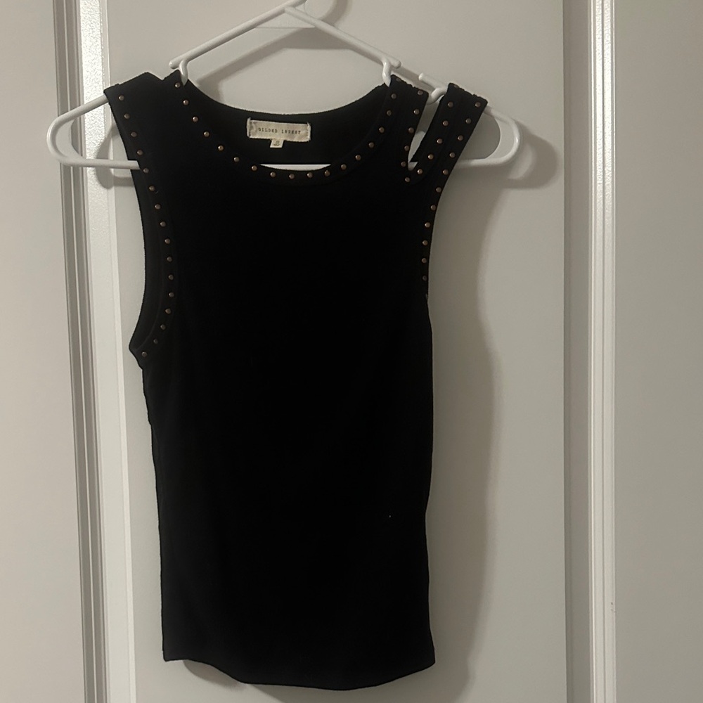 Gilded Intent Black Studded Tank Top